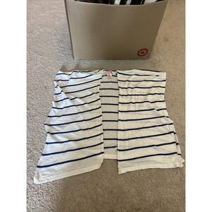LILLY PULITZER White Blue Striped Open Front Cardigan Sweater Top L/XL Linen